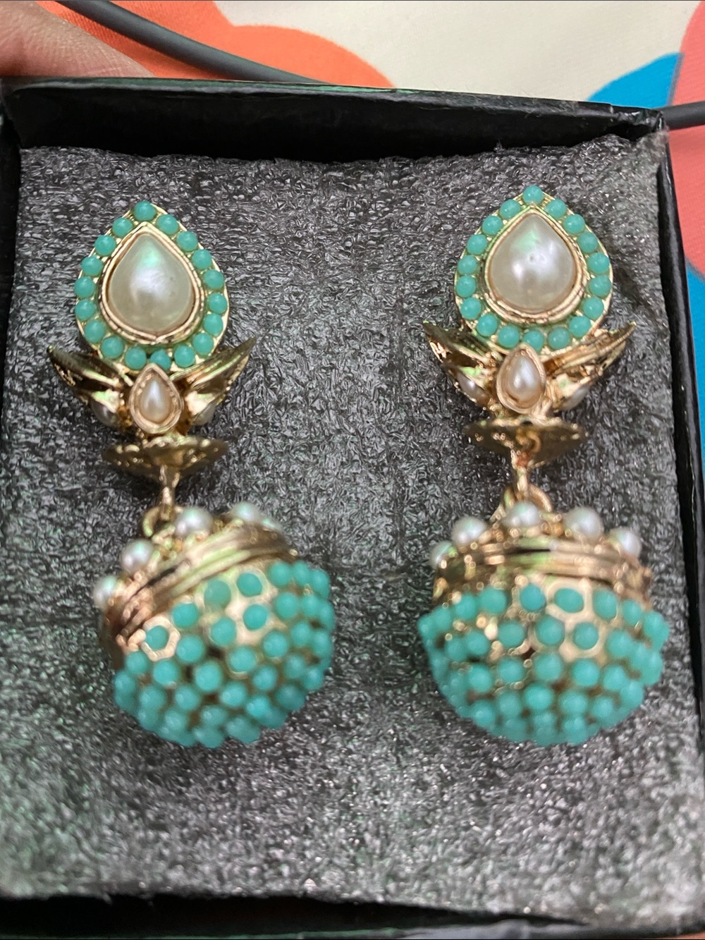 Turquoise Pearl Drop Earrings - Gold-Tone Women's Jewelry